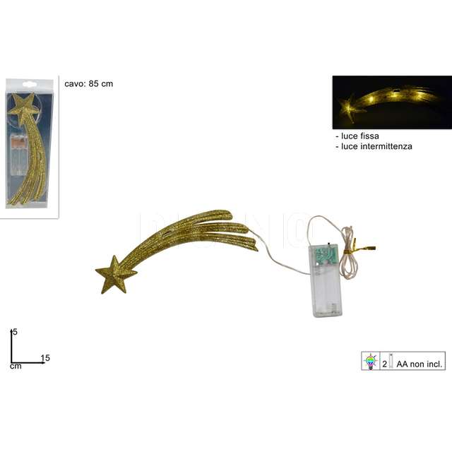 Stella cometa oro 15 cm.. con luce batt. - Principale
