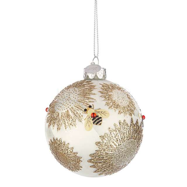 Sfera vetro honeybee bianco pieno diametro 80 - Principale