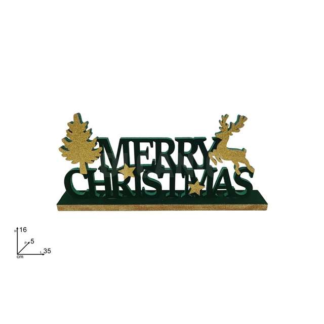 Decorazione scritta in feltro merry christmas verde oro - Principale