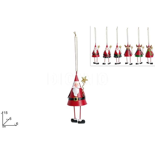 Appendino babbo natale/renna in latta 6ass. - Principale