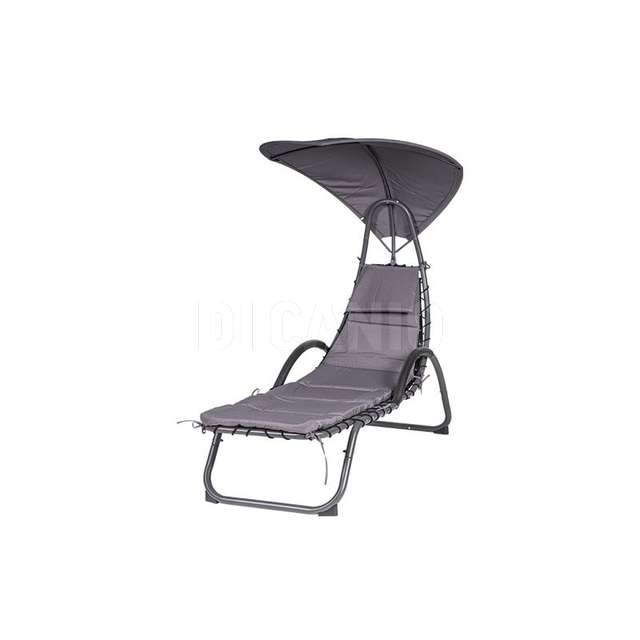 Lettino lounge con parasole 191x67.5x170 grigio - Principale
