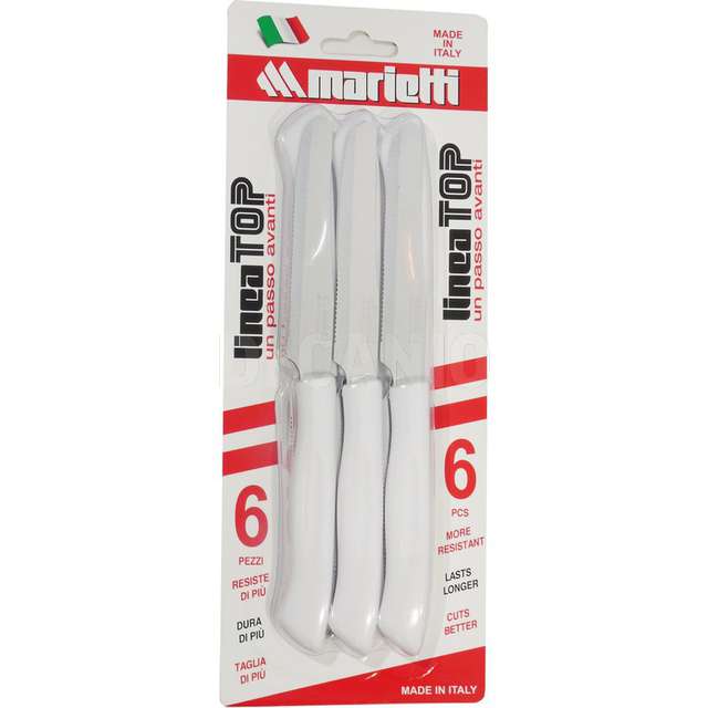 Conf. 6 coltelli tavola cm.11 bianco linea top - Principale
