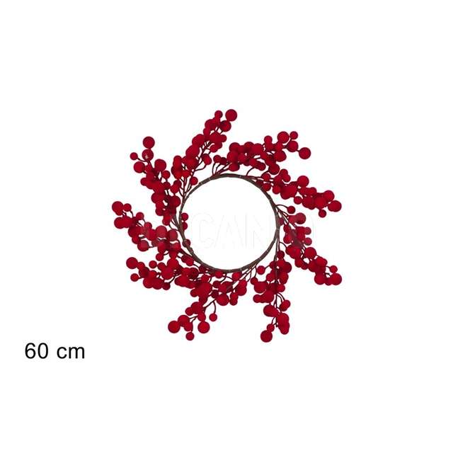 Dietroporta 60cm c bacche effetto velluto rosso - Principale