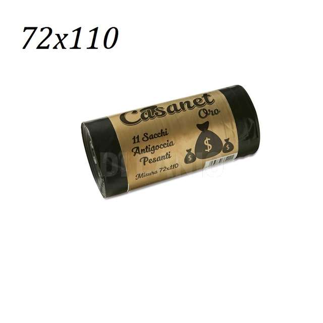 Sacco antigoccia pesante nero cm. 72x110 linea oroin rotolo da 11 pz. - Principale