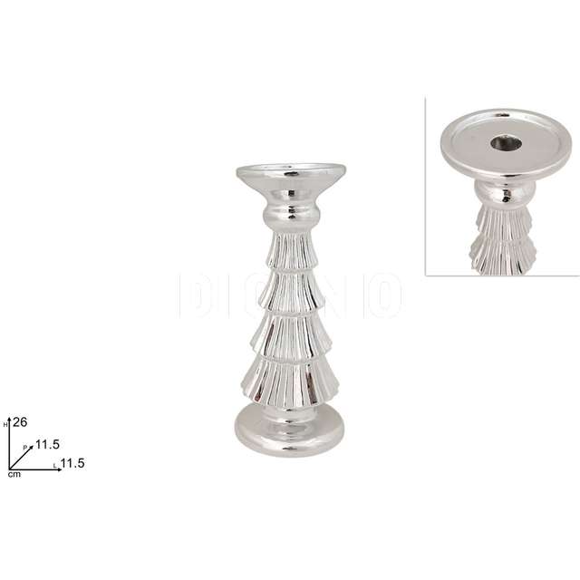 Portacandela albero ceramica 26 cm. silver - Principale