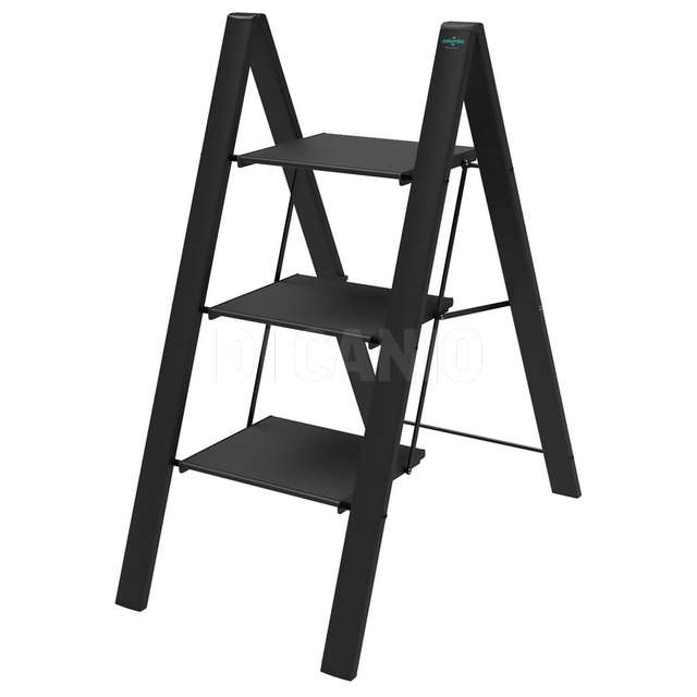 Sgabello alluminio leonardo 3 gradini nero - Principale