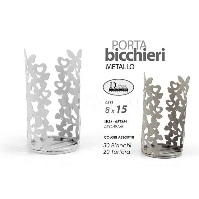 Portabicchiere metallo bianco cm 8x15 assortito - Principale