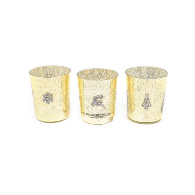 Bicchiere portacandela diamond in vetro oro d.10x12 cm. ass. - Principale