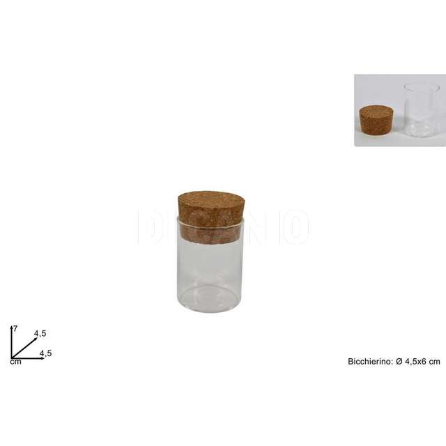 Bicchierino vetro c/tappo sughero diam.45mm x alt.60mm due esse - Principale