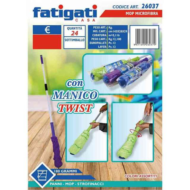 Mop microfibra c/manico twist 180g - Principale