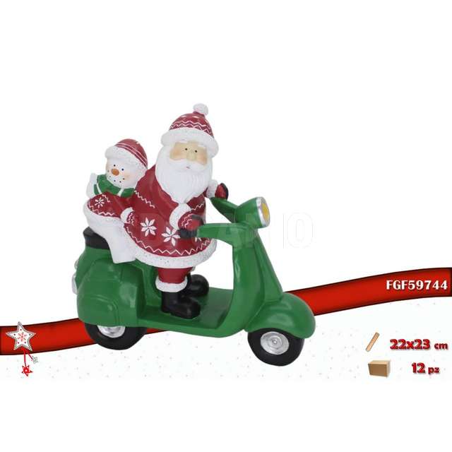 Babbo natale su vespa in poliresina 22x23 - Principale