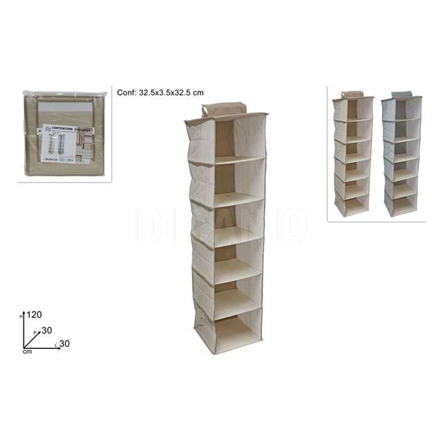Appendino organizer armadio 6 posti in tessuto 30x30x120 2 colori - Principale