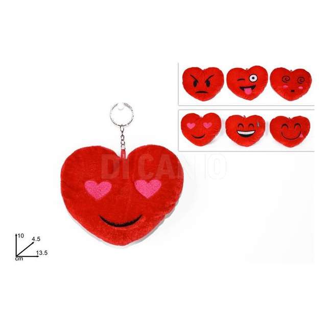 Portachiavi cuore faccine rosso assortiti - Principale