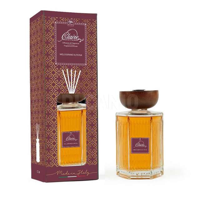 Diffusore clara 1000 ml melograno& rosa tappo legno e bacchetti in fibra - Principale