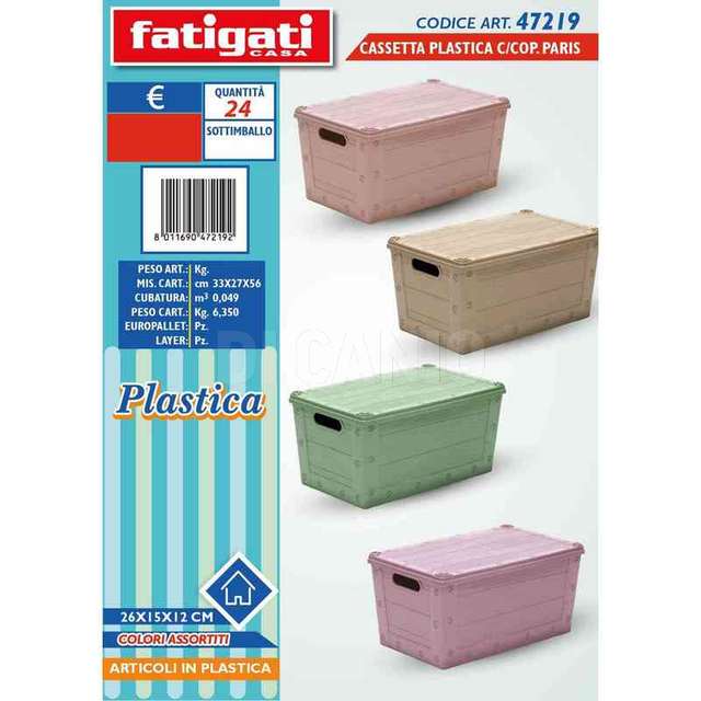 Cassetta plastica con coperchio cm.26x15x12 paris - Principale