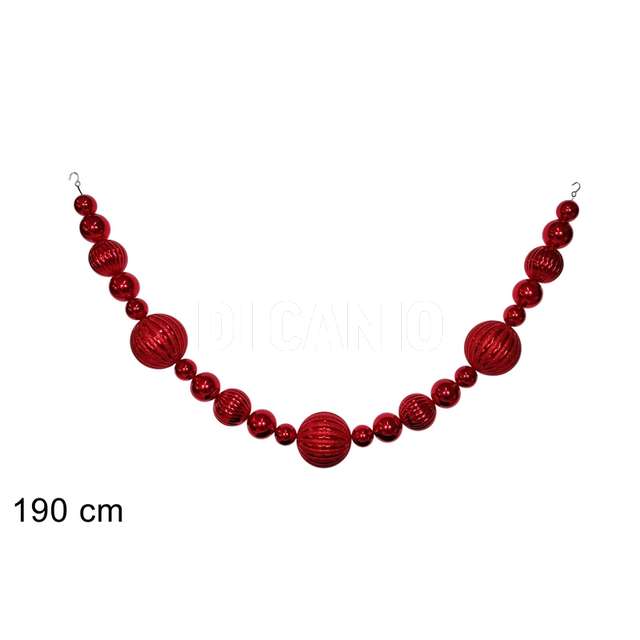 Ghirlanda 23 palline 190 cm. rosso - Principale