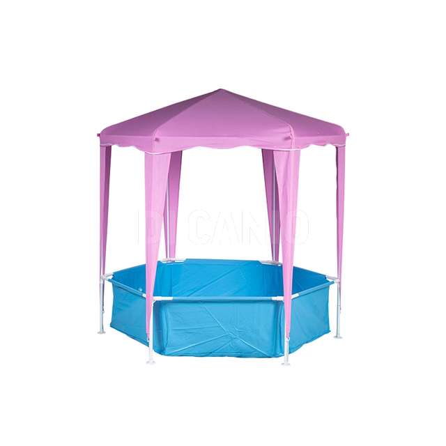 Piscina esagonale 90x90x90 con gazebo 160gsm rosa - Principale