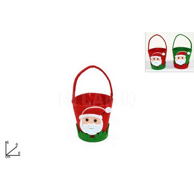 Cestino feltro con viso babbo natale2 ass. d.e. - Principale