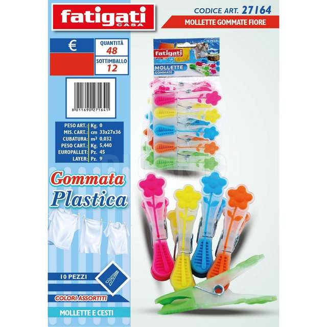Mollette plastica gommate colorate 10 pz - Principale