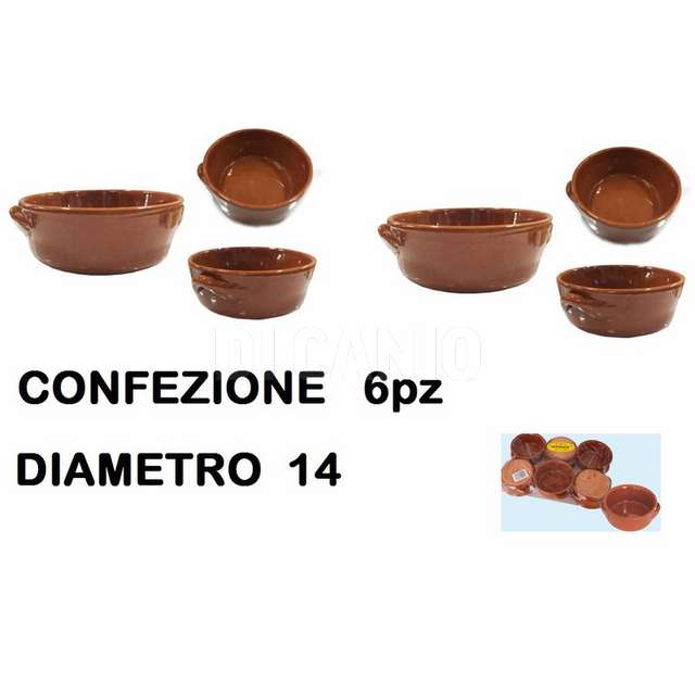 Conf. 6 tegamini terracotta alti cm,14 - Principale