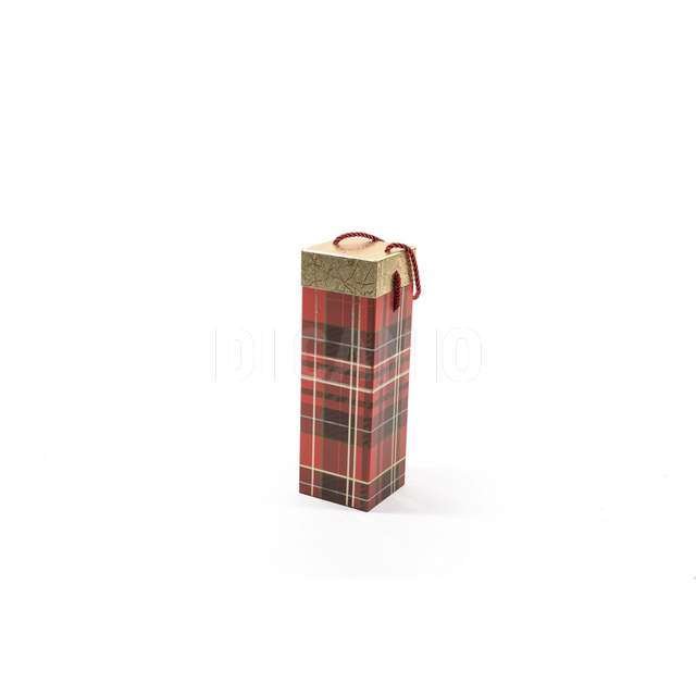 Scatola porta vino gold tartan 10.2x10.2xh31.8cm - Principale