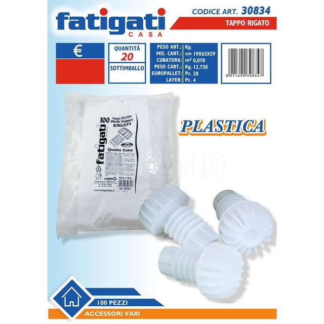 Tappo plastica rigato lungo conf.100 - Principale