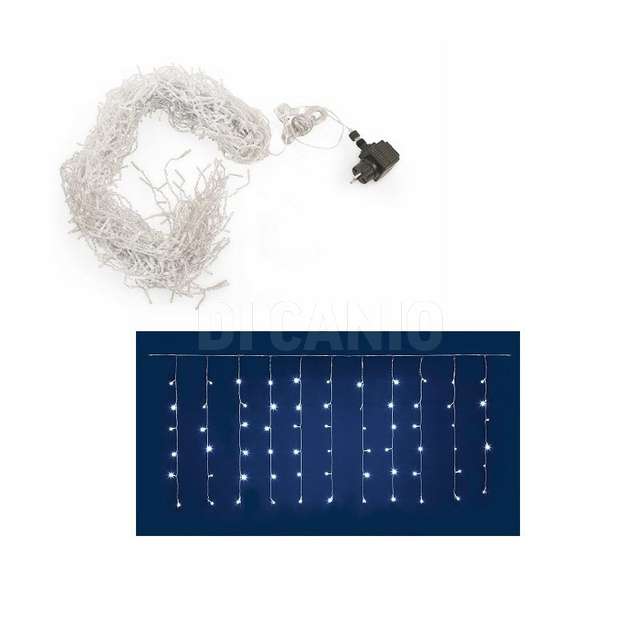 Tenda 120 led bianco freddo 3mt 0.75h 8giochi di luce uso esterno - Principale