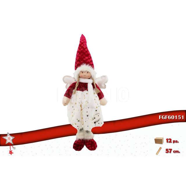 Fatina alzata tessuto col bianco rossa dim.cm.: 21x19x57 - Principale