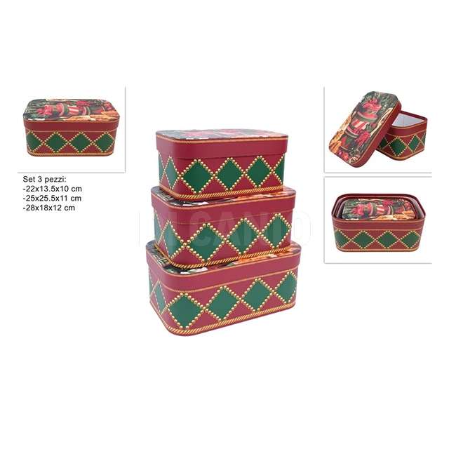 Scatole cartone rettangolari set 3 pz fantasia a rombi - Principale