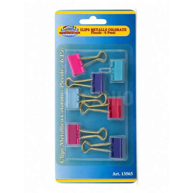 Clips metallo 6pz colorati piccoli - Principale