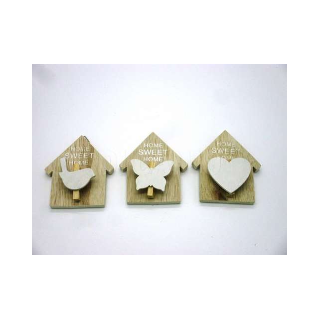 Casetta legno c_molletta c_sogg.bianco 9x10,5cm. 3ass.ti creare - Principale