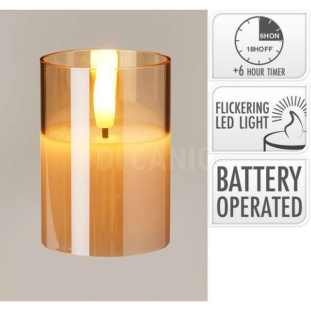 Candela led in vetro ambra 7cm - Principale