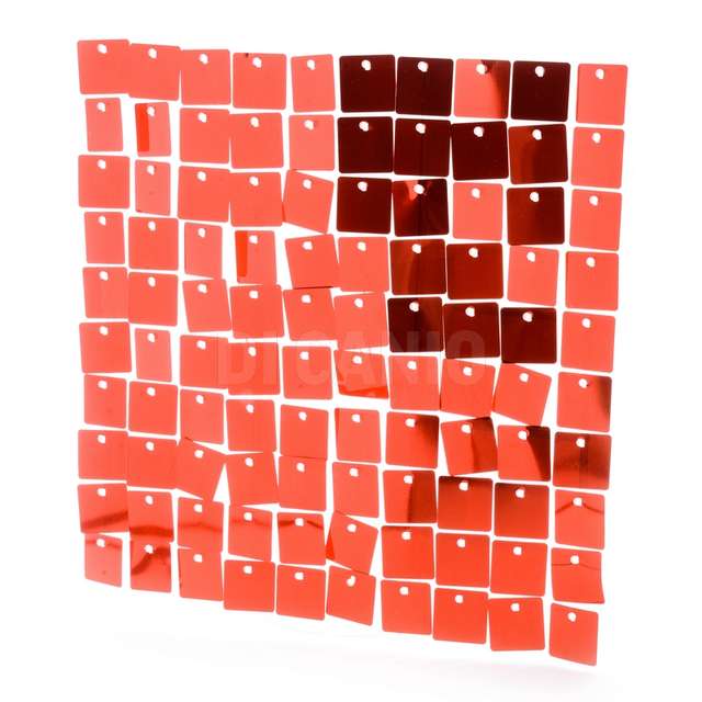 Pannello con paillettes dorate rosso in plastica 30x30 cm - Principale