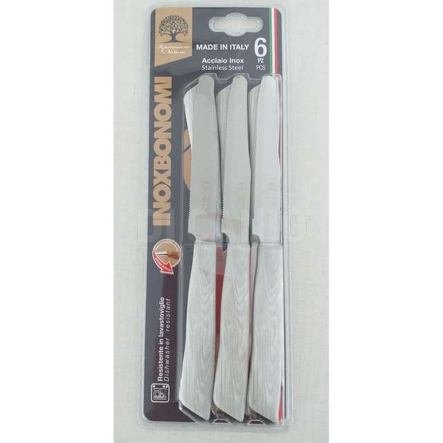Blister 6 pz. coltello tavola tipo legnosbiancato bonomi - Principale