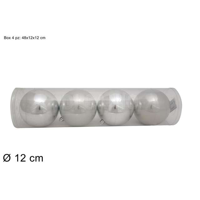 Palle 12 cm. 4 pz. 2ass.silver in box pvc - Principale