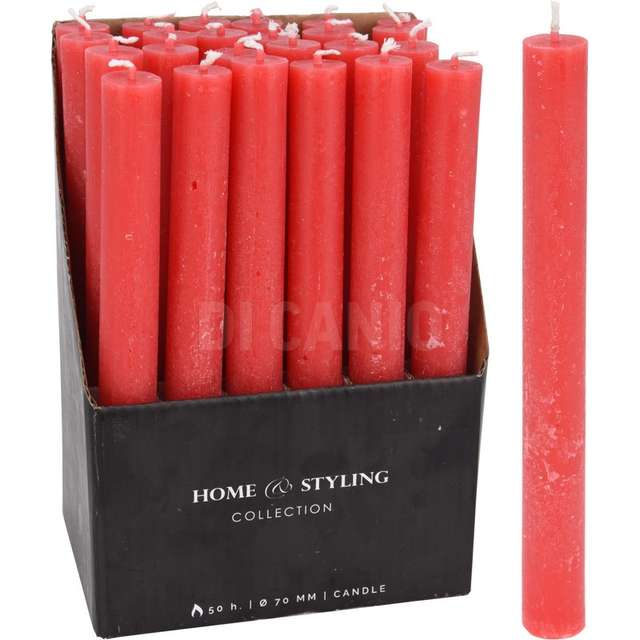 Candela rustica 20cm rosso - Principale