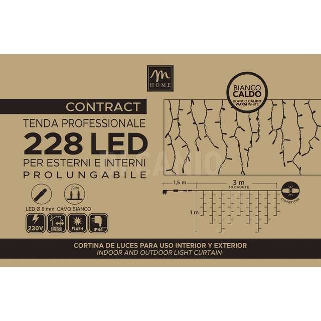 Tenda contract 228 led bianco caldo e flash bianco filo bianco da esterno prol - Principale