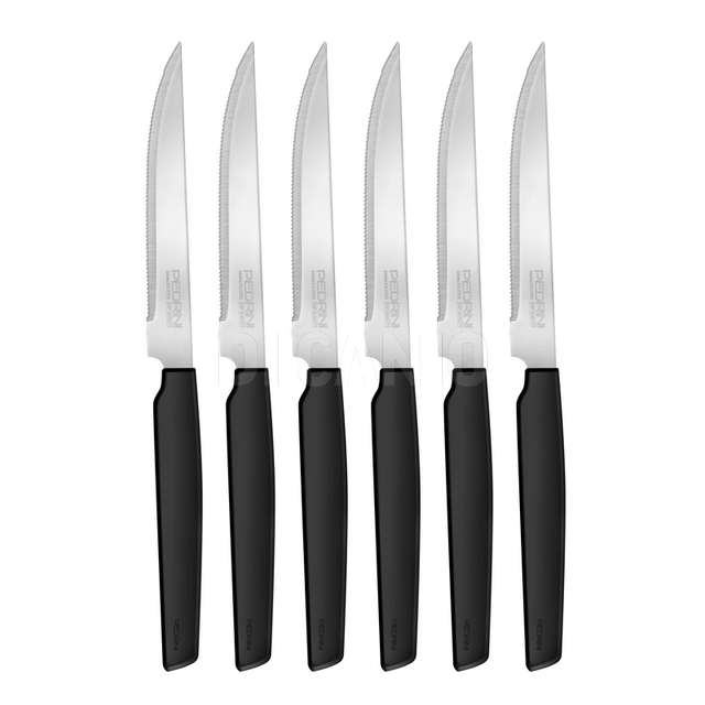 Coltelli bistecca neri, set 6pz blister pedrini - Principale