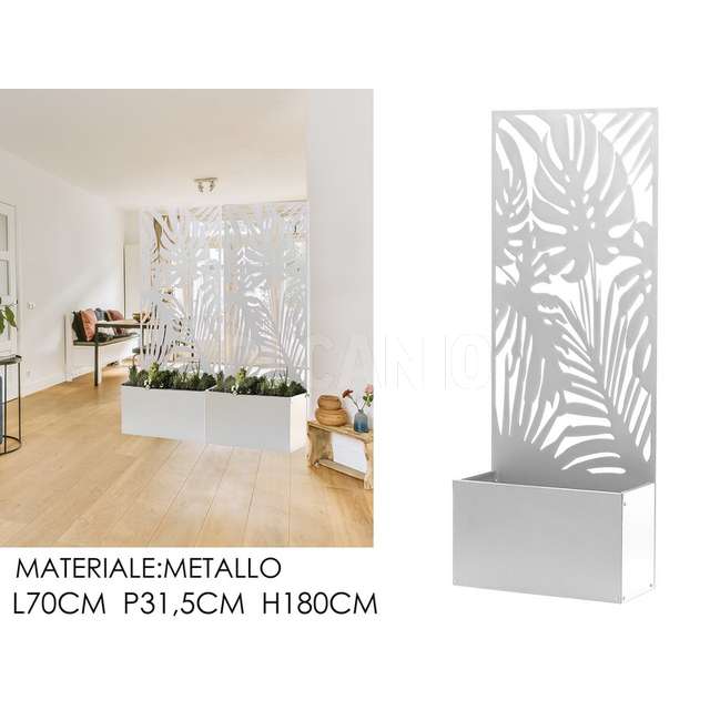 Fioriera rettangolare metallo cm.70x31.5x180 bianco, - Principale