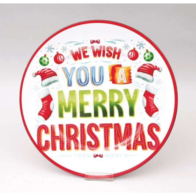 Piatto pvc cm.33 bianco dec.scritte colorate - Principale