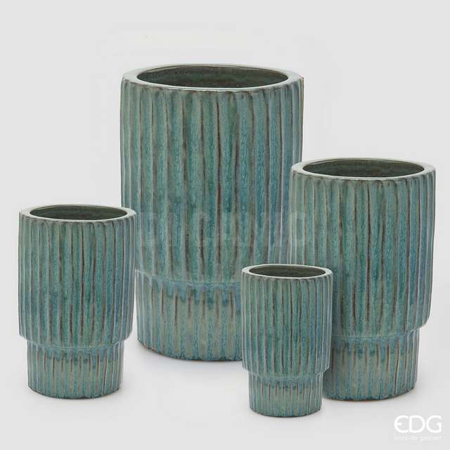 Set 4 vaso glaze atlas righe blue mix edg - Principale