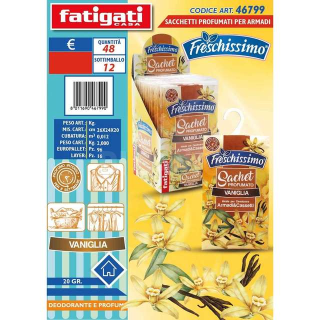 Sacchetti profumati vaniglia x armadi 20 gr - Principale