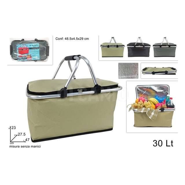 Cestino termico 30lt con manici alluminio salvaspazio 3col - Principale