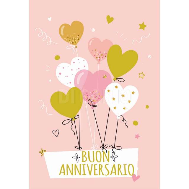 Bigliettino augurale laminato buon anniviversario - Principale