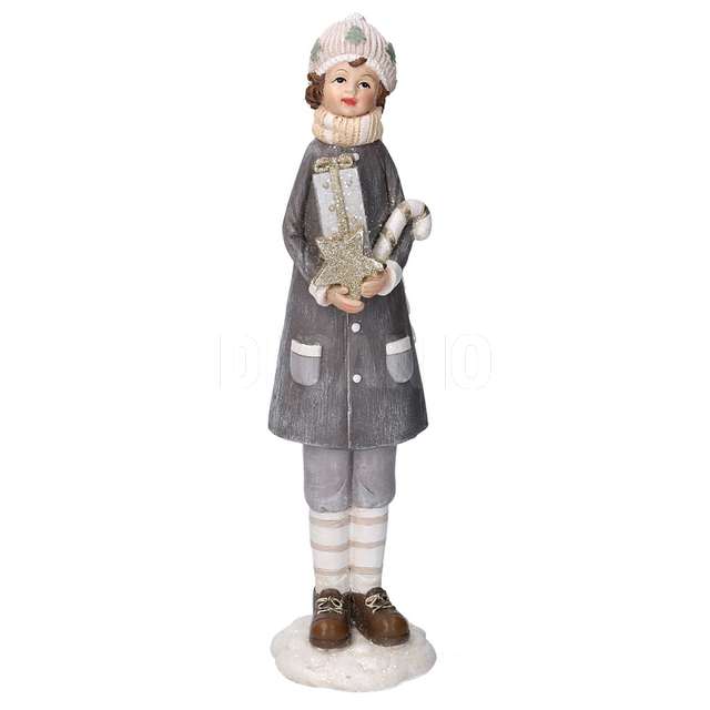 Statua resina bambino coro bianco cm 8x8h 31.5 - Principale