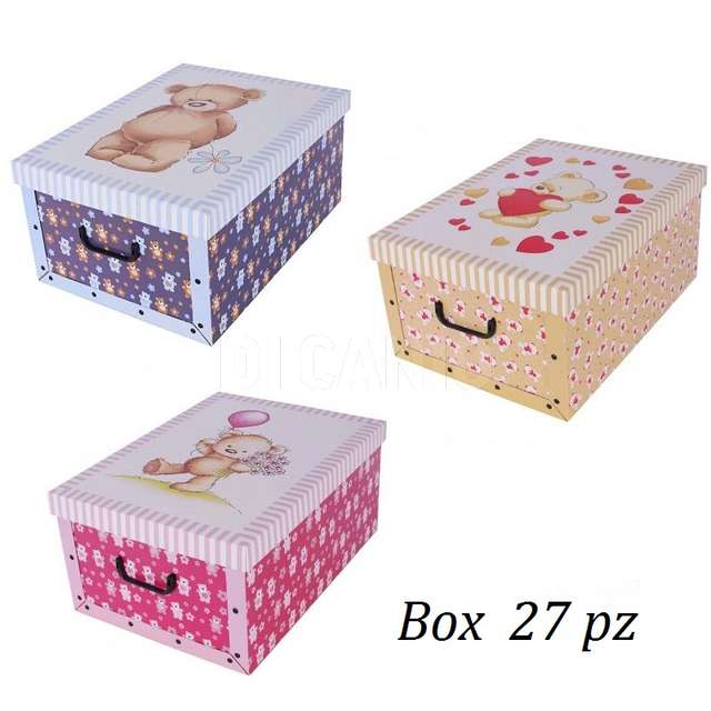 Scatola cartone c_coperchio montato 52x40x25 ass. decoro orso miss.space - Principale