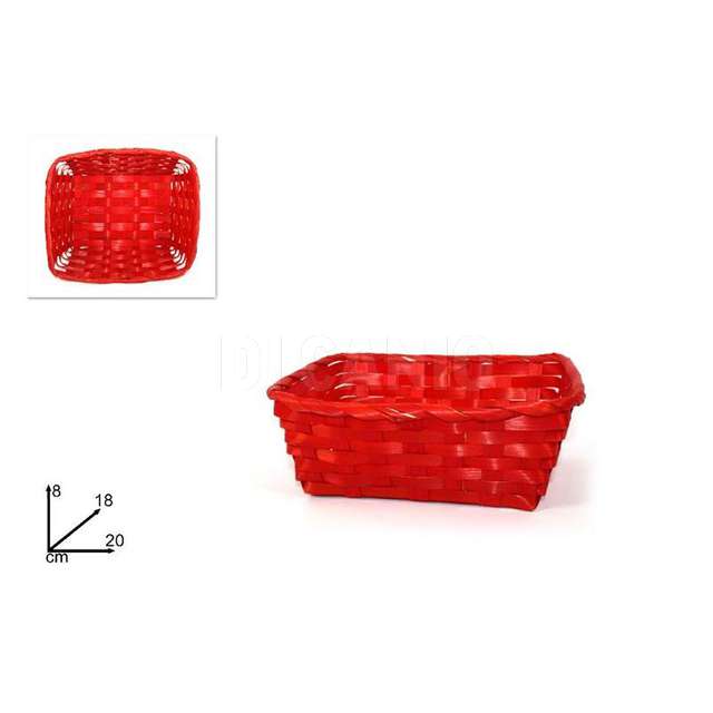 Cesto intrecciato rettangolare 20cmx18cm rosso - Principale