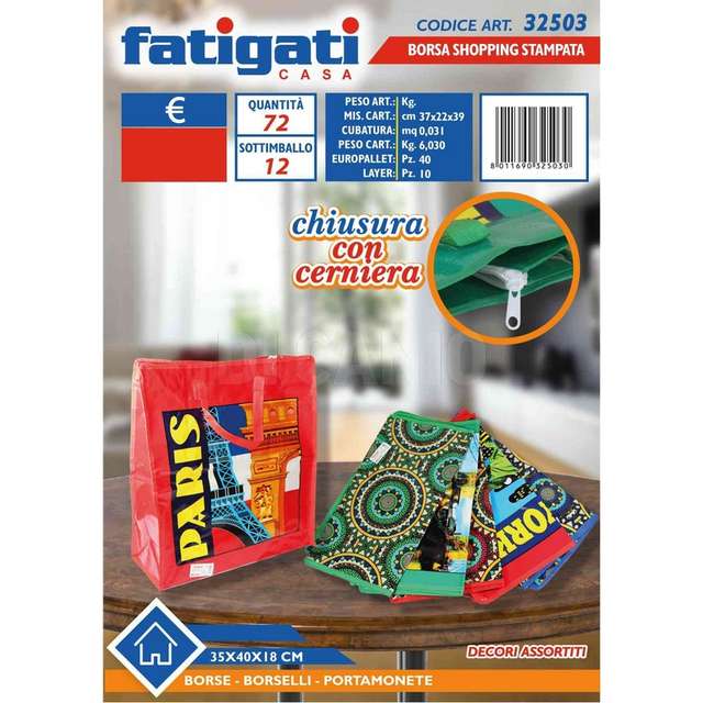 Borsa shopping stampata 35x40x18cm. - Principale