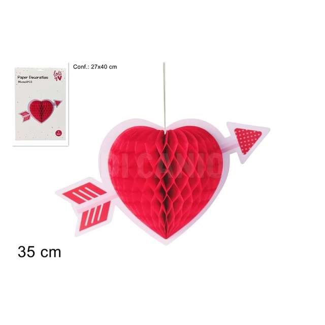 Festone cuore con freccia in carta rosso - Principale