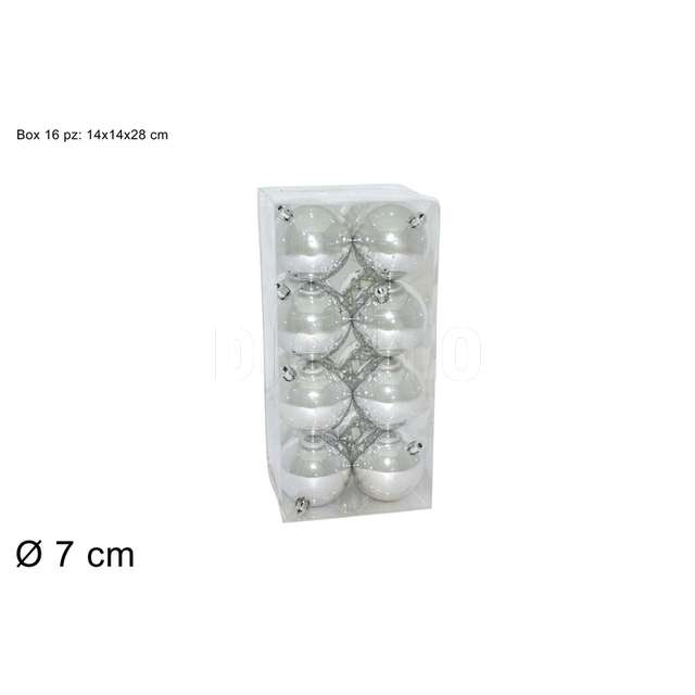 Box 16 palle 7 cm. lucide silver - Principale